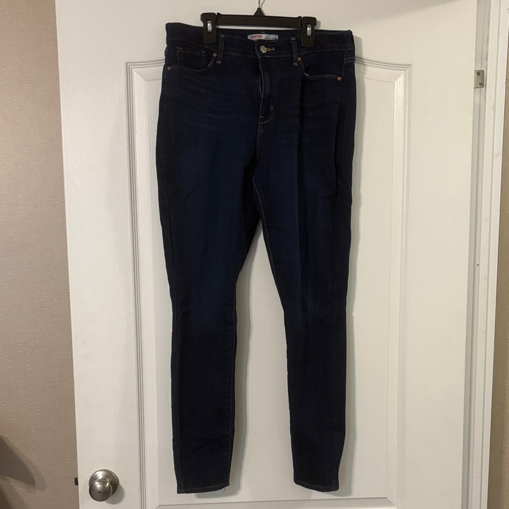 5 for $25!! Signature by Levi Strauss Dark Blue Women's Skinny Jeans